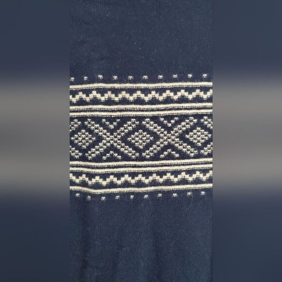 JCrew 100% Lambs Wool Navy Blue Patterned Men's Flawed Sweater Size XL - Picture 8 of 12